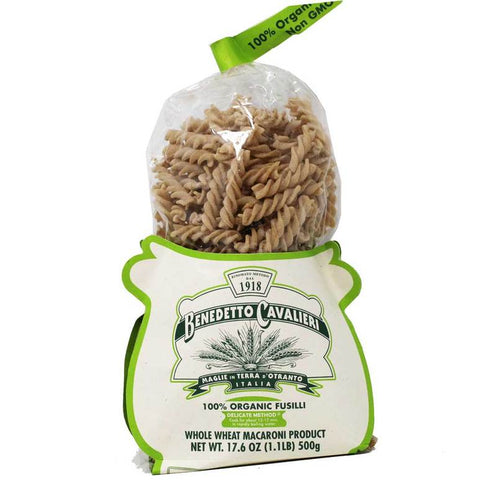 Benedetto Cavalieri 100% Organic Fusilli Whole Wheat Pasta 17.6 oz (500 g)