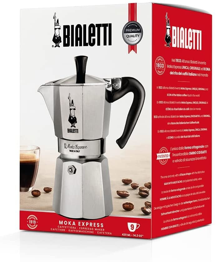 Bialetti Moka Stovetop Espresso Coffe Maker Pot 9 cups 14.2 fl oz* (42 –  Tavola Italian Market