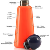 Lund London Skittle Water Bottle Coral & Indigo 17 fl oz (500 ml)