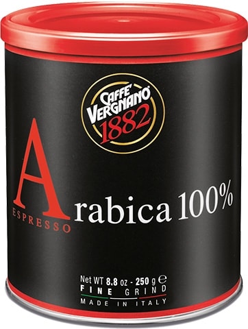 Caffe Vergnano, Arabica 100% Fine Grind Coffee Can 8.8 oz (250gr)