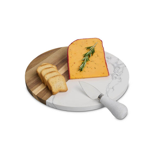 Harold Import Maison Du Fromage Marble & Wood Cheese Board (9.85 x 9.85")