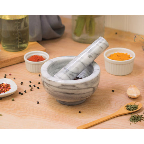 Harold Import Carrara Marble Mortar & Pestle 4in