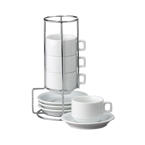 Harold Import Stackable Espresso Cup & Saucer Set