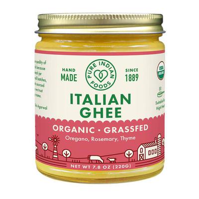 Pure Indian Foods Italian Ghee Grassed Organic Glass 7.8 oz (220g)