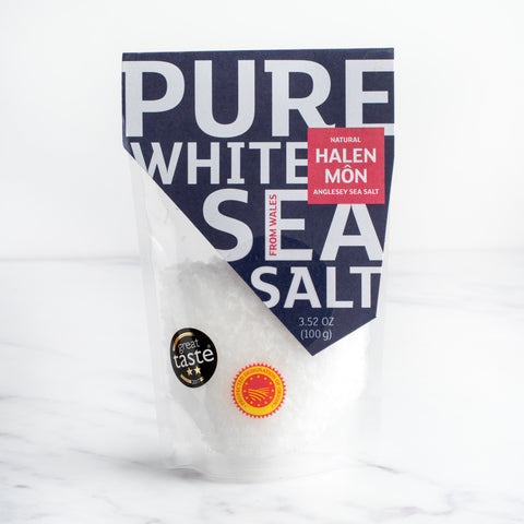 Halen Mon Sea Salt Flakes DOP from Anglesey Island Wales  3.53 oz (100 gr)