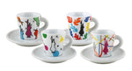 Bialetti 4 Tazzine Caffe Espresso New Arte,  Four New Art Espresso Cups, Ceramic