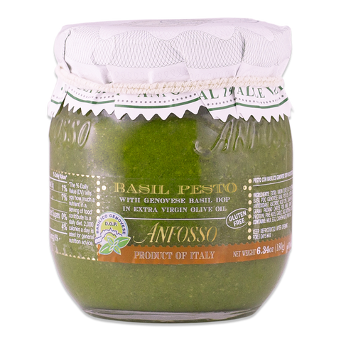 Anfosso Basil Pesto with Genovese Basil DOP in Extra Virgin Oil 6.43 oz (180 g)