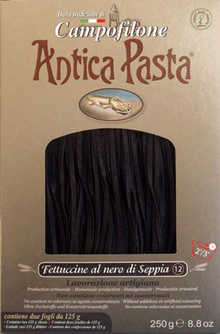 Antica Pasta di Campofilone, Egg Fettucine al Nero di Seppia 8.8 oz (250 g)