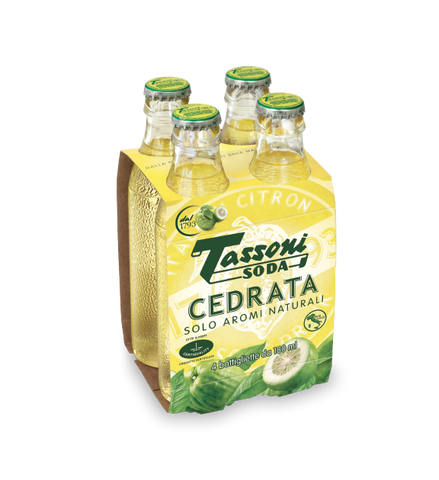 Tassoni, Cedrata Carbonated Soft Drink with Natural Citron Flavor 4 x 6 fl oz (180 ml)