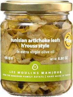 Les Moulins Mahjoub, Organic Tunisian artichoke leaves h'rouss style in EVOO 6.5  oz (185g)